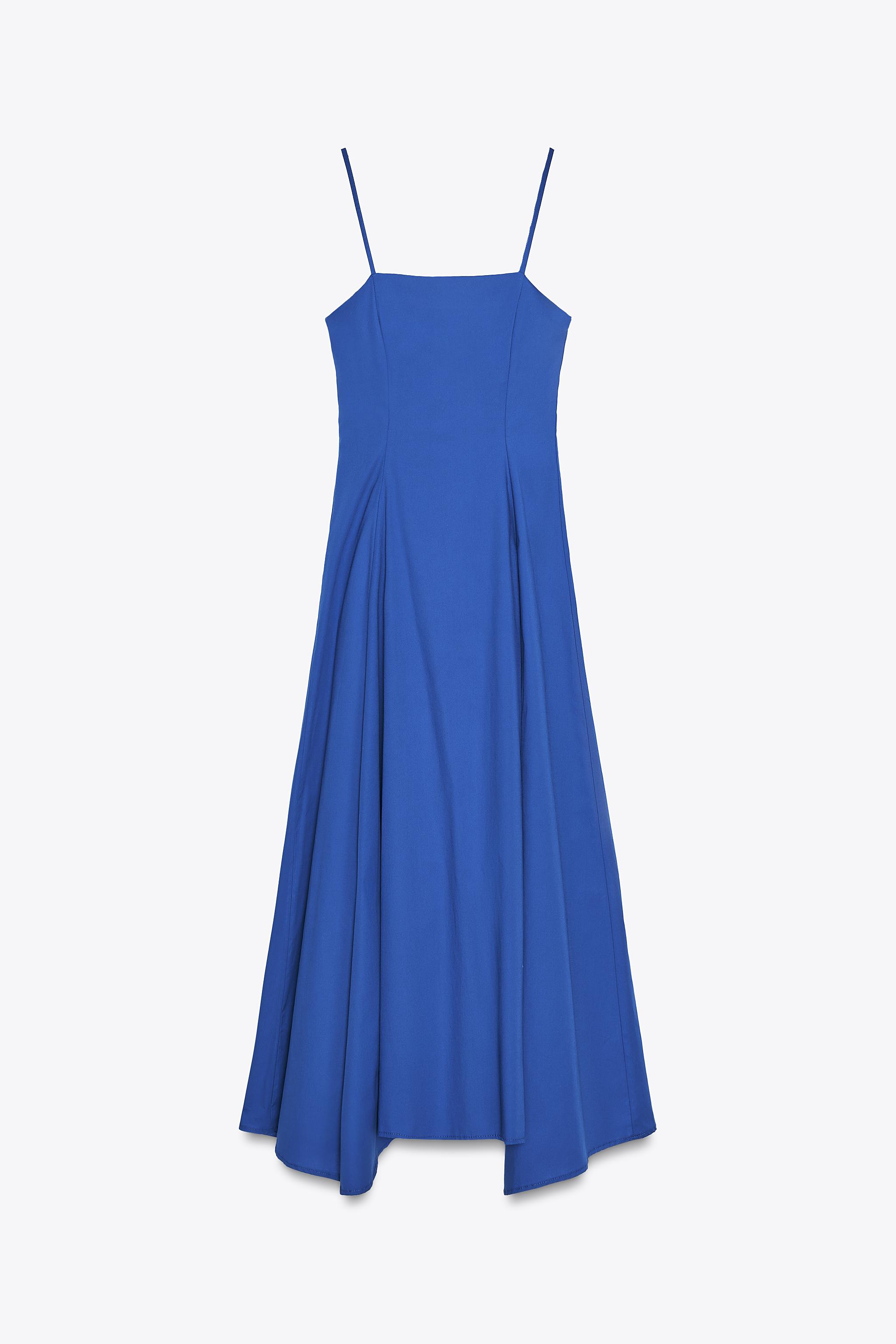 ASYMMETRIC POPLIN MIDI DRESS