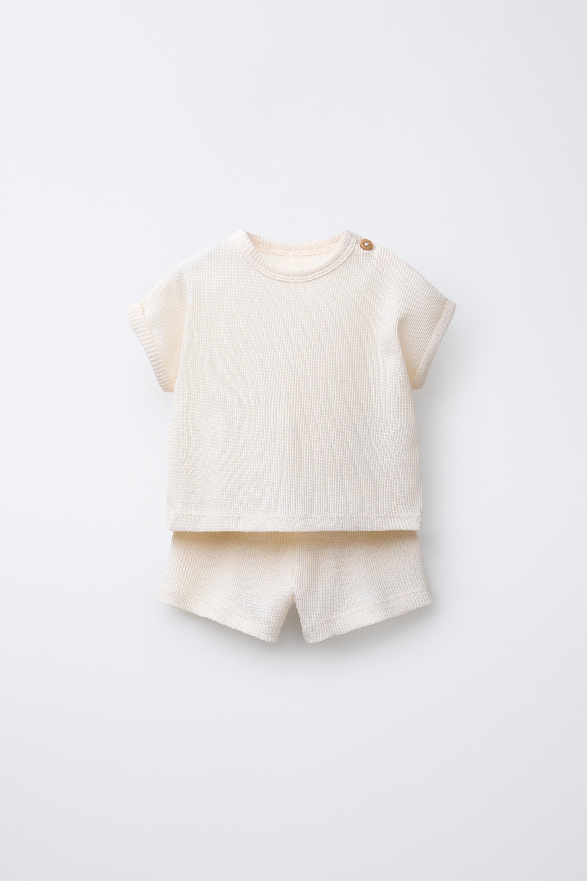 PLAIN WAFFLE T-SHIRT AND BERMUDA SET