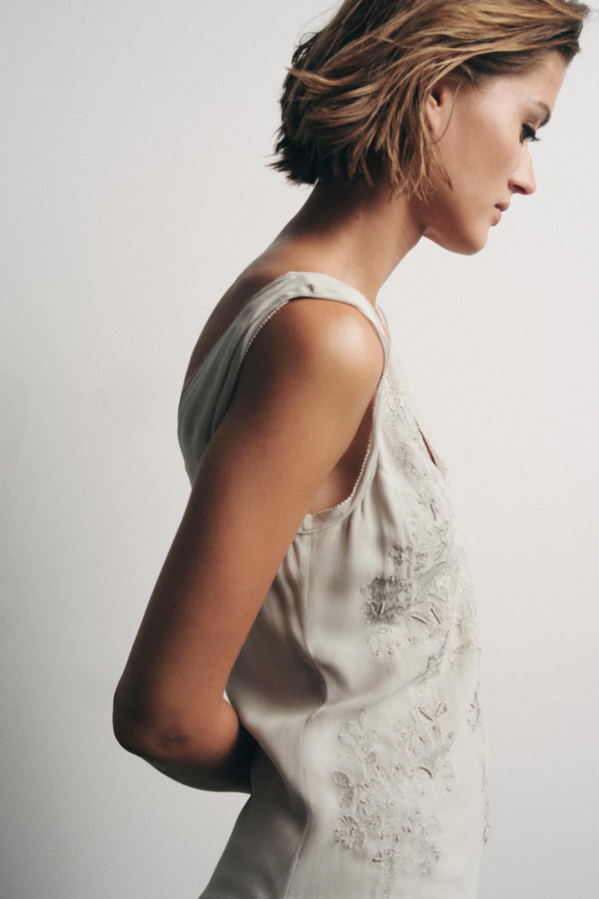 GEORGETTE DRESS WITH EMBROIDERY AND BEADING