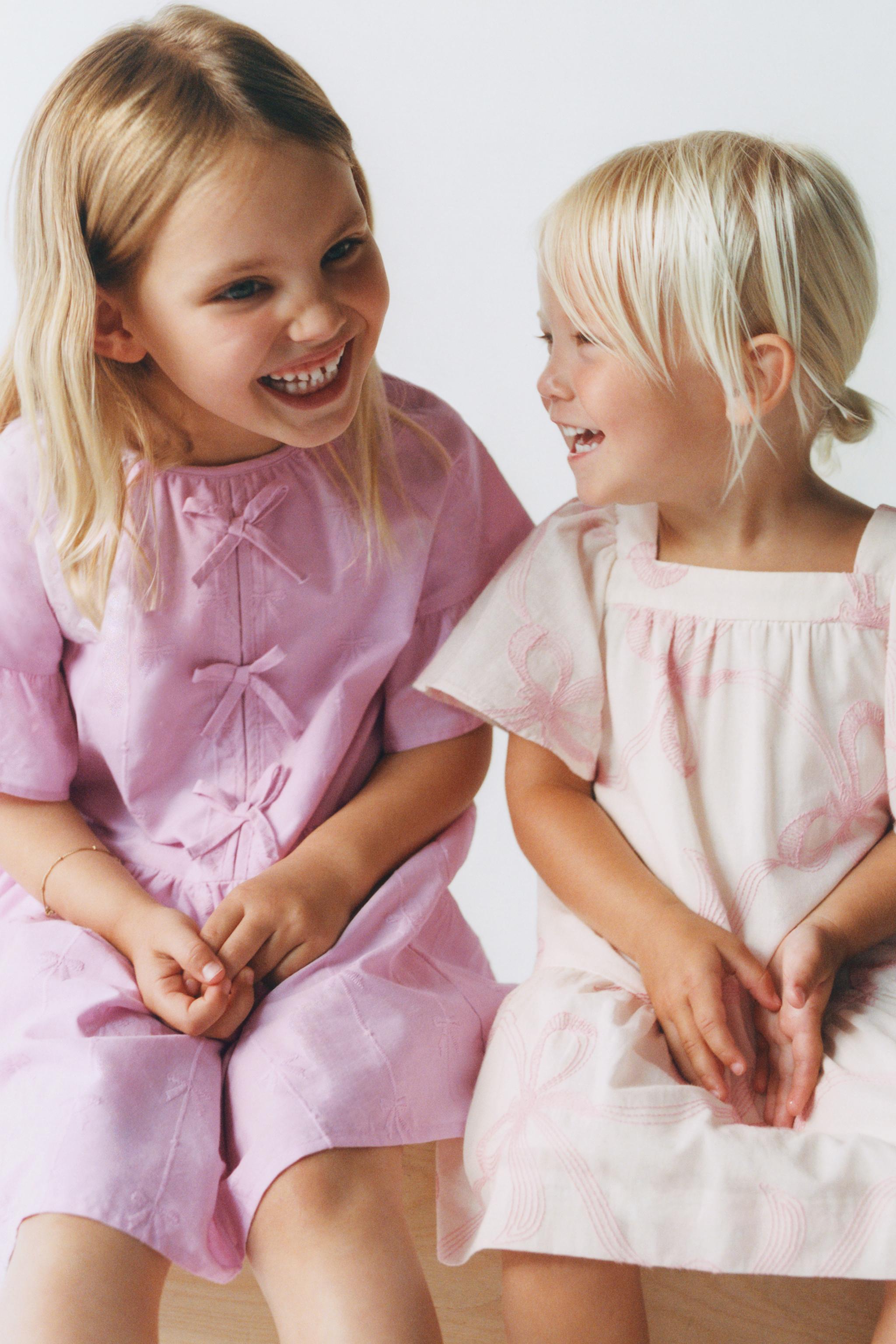 EMBROIDERED BOW DRESS