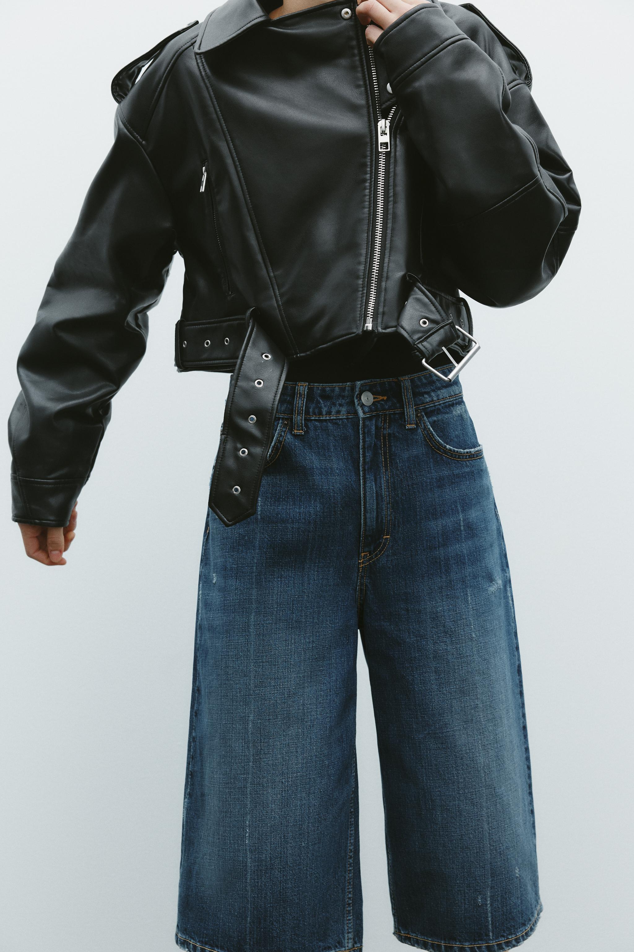 FAUX LEATHER CROP BIKER JACKET