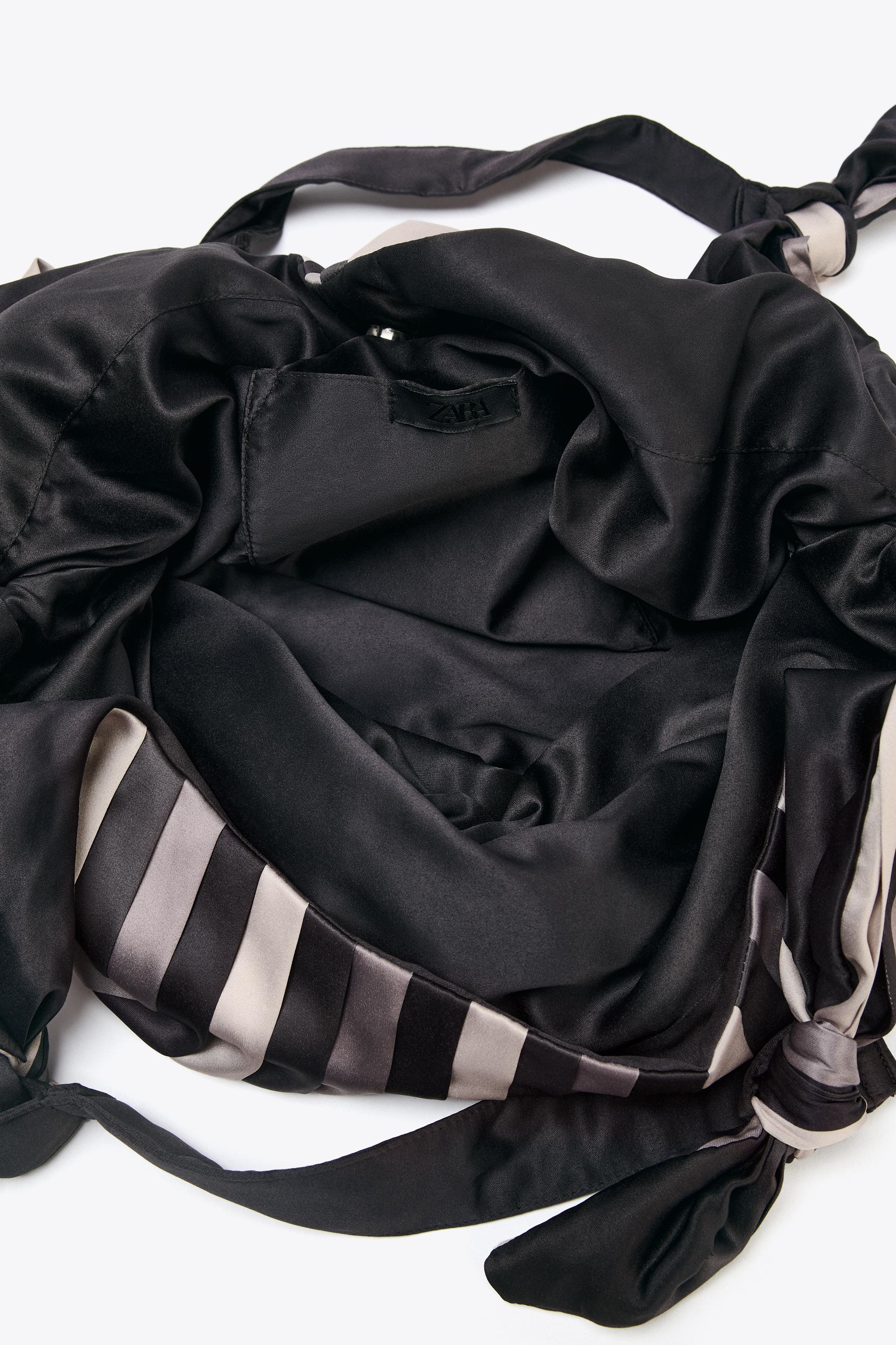 KNOTTED SATIN EFFECT MAXI BUCKET BAG