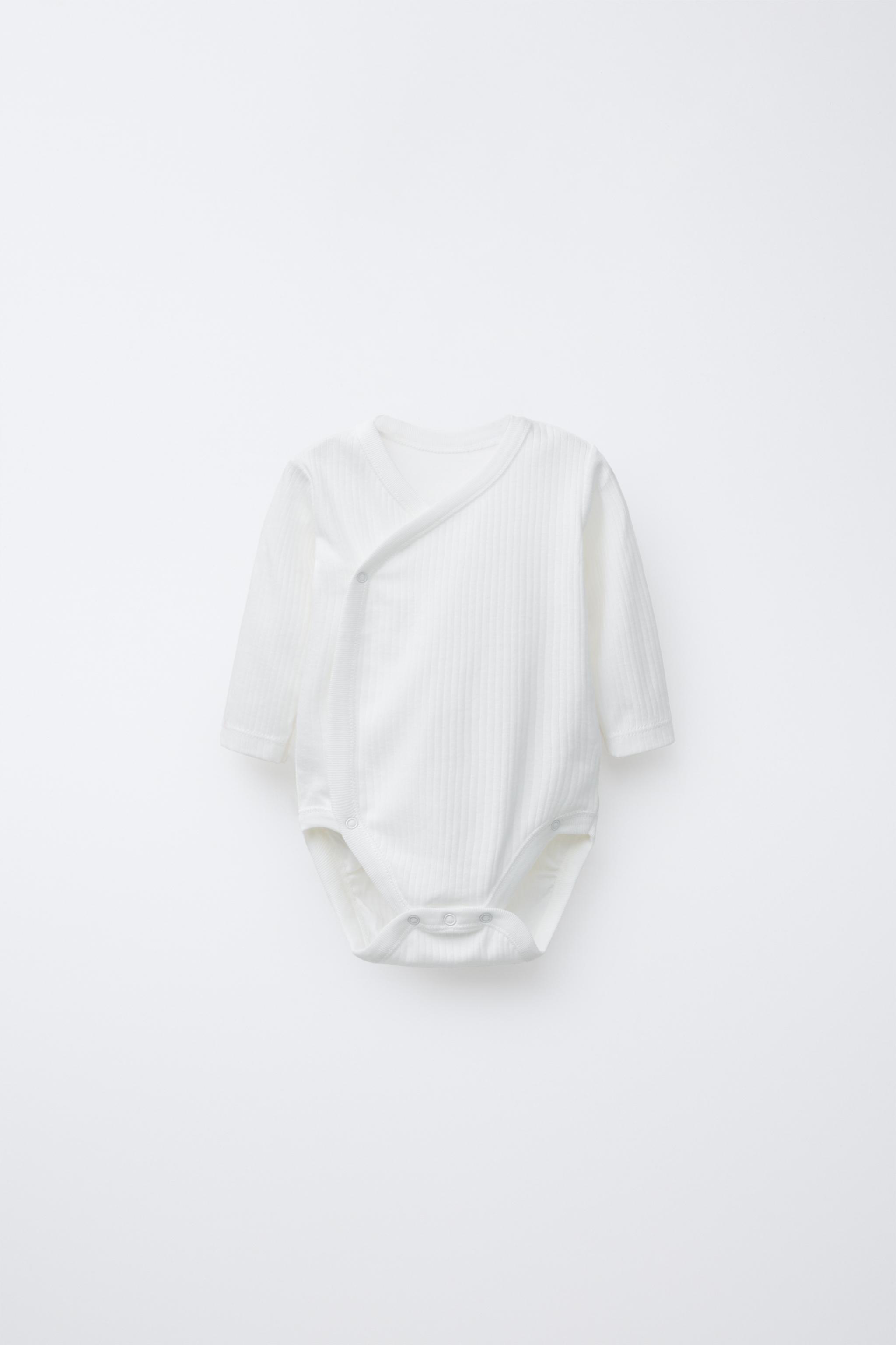 0-6 MONTHS/ THREE-PACK OF LONG-SLEEVE BODYSUITS WITH KIMONO COLLAR