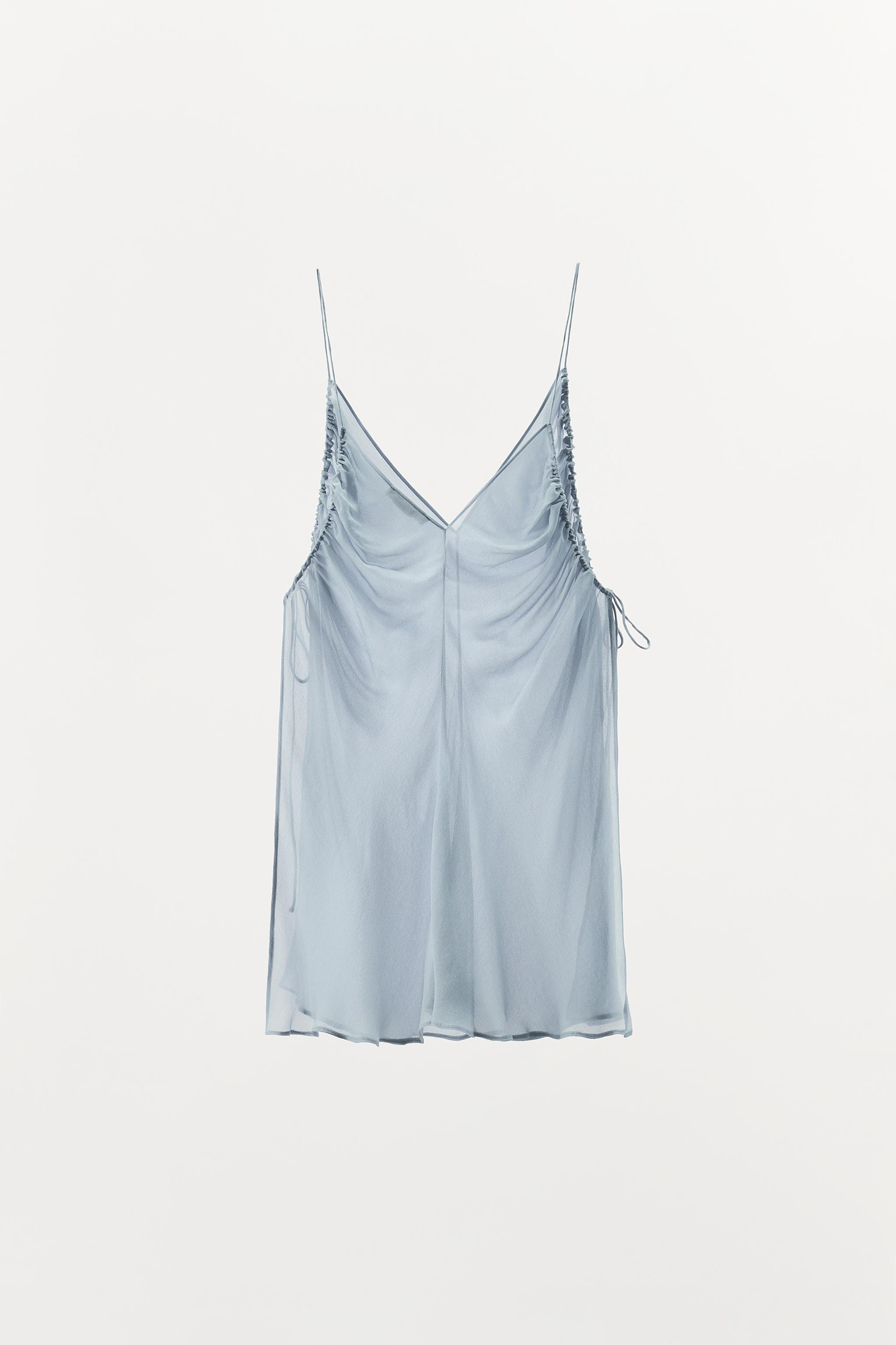 SEMI-SHEER DRAPED TOP