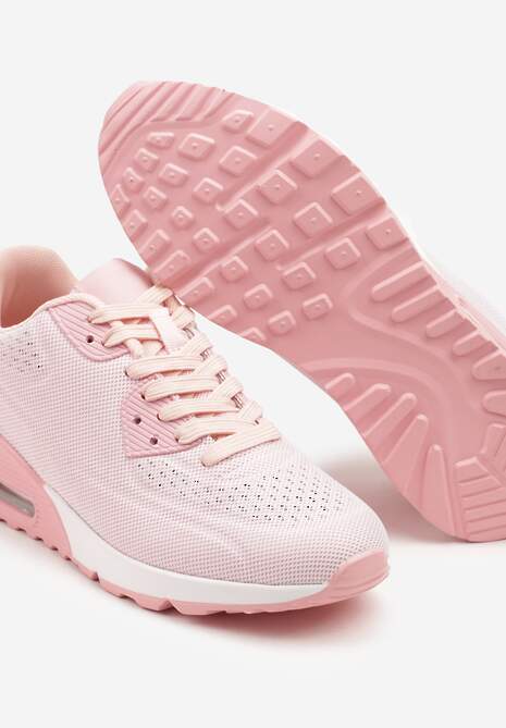 Różowe Buty Sportowe Sneakersy Ozdobione Przezroczystą Wstawką Zalitea