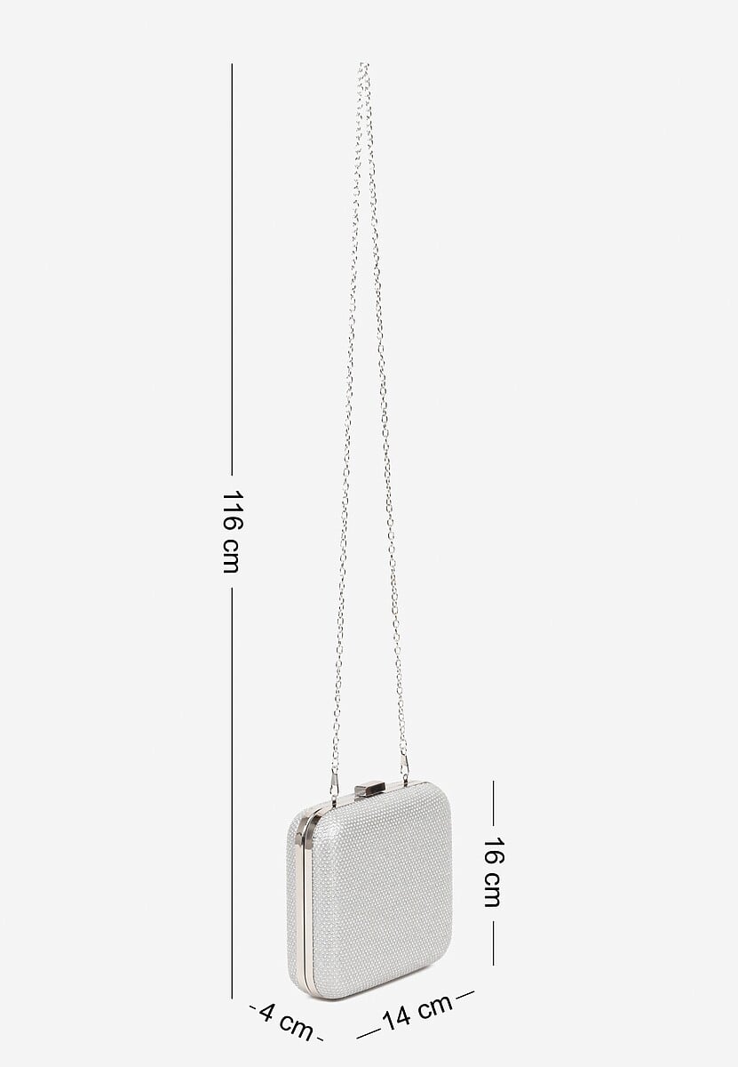 Srebrna Cyrkoniowa Torebka Kopertówka z Dodatkowym Łańcuszkiem Realessa