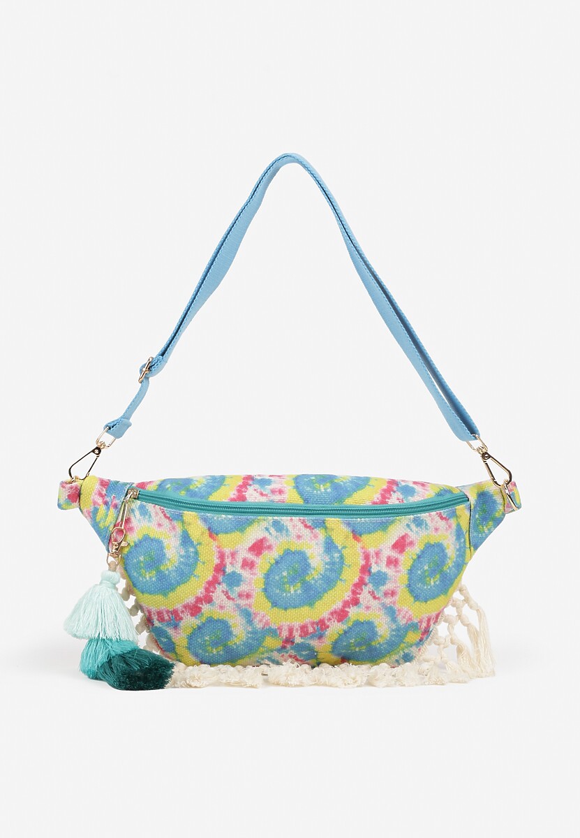 Pomarańczowo-Beżowa Nerka z Dodatkową Kieszonką Wewnątrz Ozdobiona Frędzlami Humubia