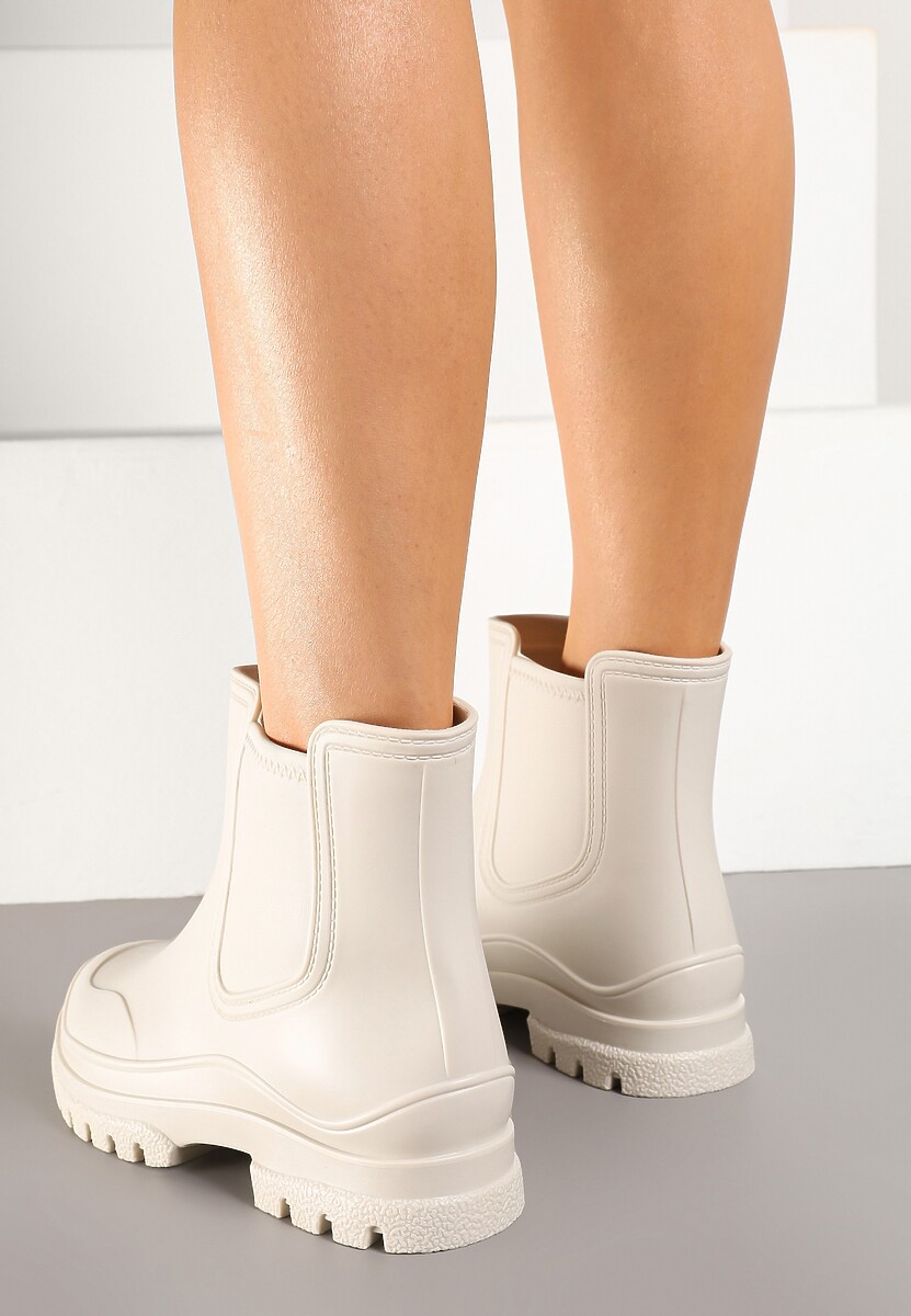 Beżowe Kalosze w Stylu Sztybletów Aslovia