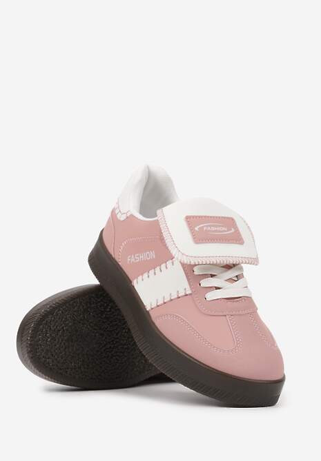 Różowe Sneakersy na Platformie z Kontrastującymi Detalami i Wywiniętym Językiem Amirila