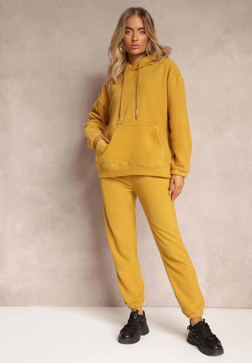 Żółty 2-częściowy Komplet Dresowy z Bluzą i Spodniami Maddeve