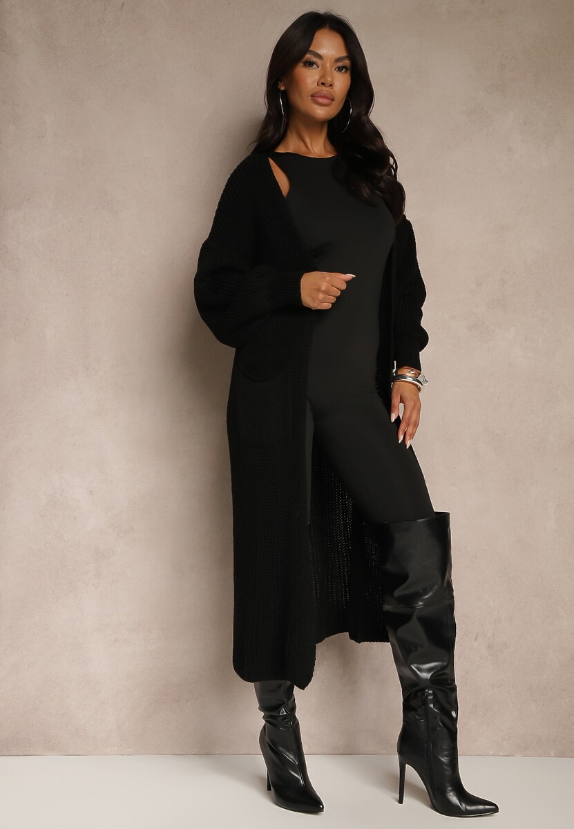 Brązowy Długi Kardigan Oversize Angellona