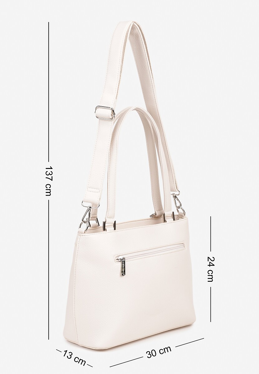 Jasnobeżowa Torebka Ozdobiona Metalicznym Napisem Nilomena