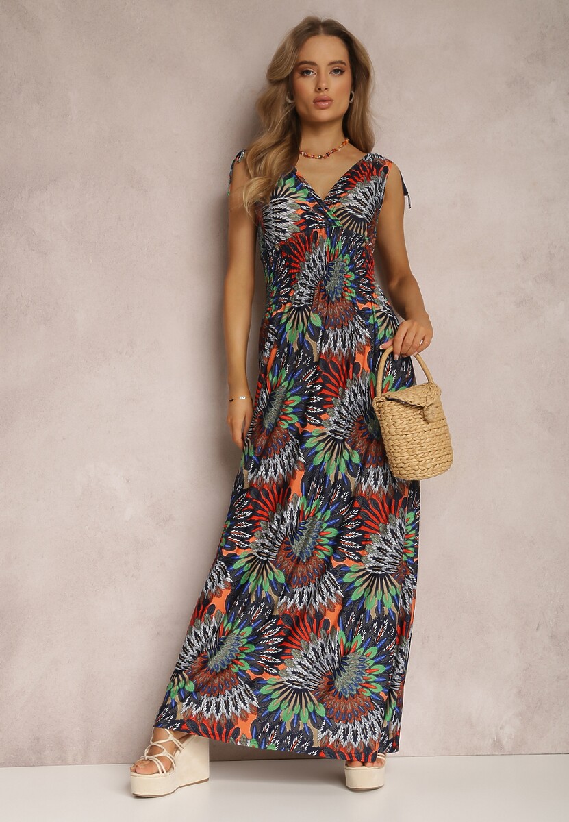 Granatowo-Pomarańczowa Sukienka Phaedrina