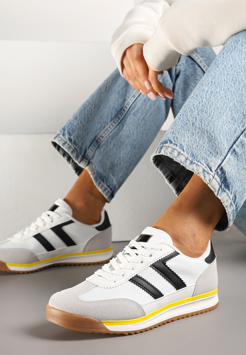 Białe Sneakersy Ozdobione Paskami Nairalina