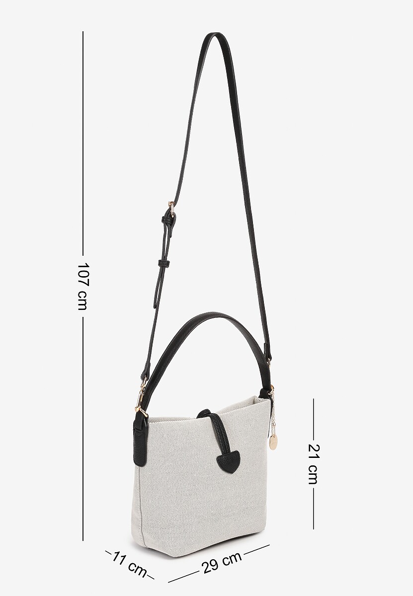 Czarna Torebka Worek z Bawełną Ozdobiona Rączką Amilone