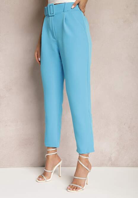 Niebieskie Spodnie z Paskiem Eudea