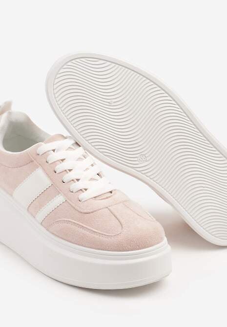 Różowe Sneakersy Klasyczne Tenisówki na Grubej Podeszwie z Koturnem Adessia