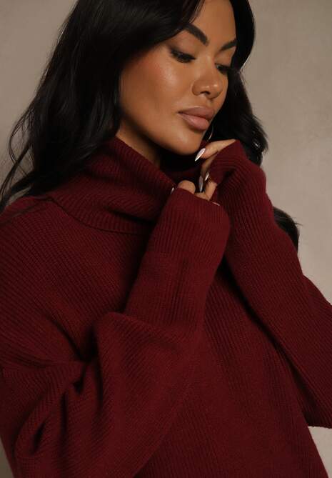 Bordowy Golf z Domieszką Wiskozy i Kaszmiru Azivara