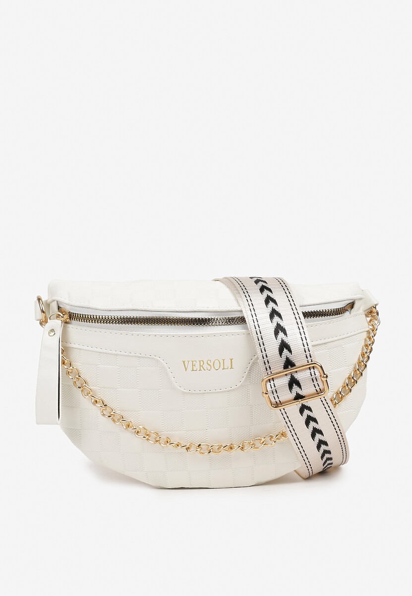 Różowa Tłoczona Nerka z Łańcuszkiem i Dodatkowym Szerokim Paskiem Alisvara