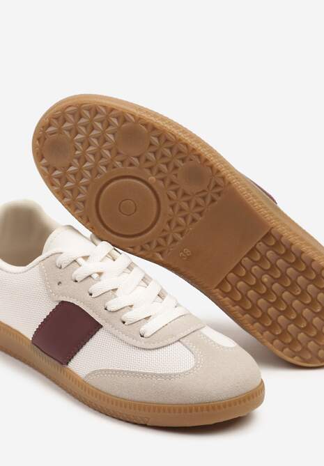 Beżowo-Bordowe Sneakersy Tenisówki w Kultowym Stylu Neolithaen