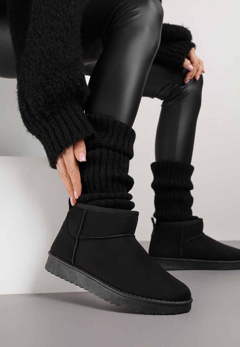 Czarne Śniegowce z Niską Cholewką Retira