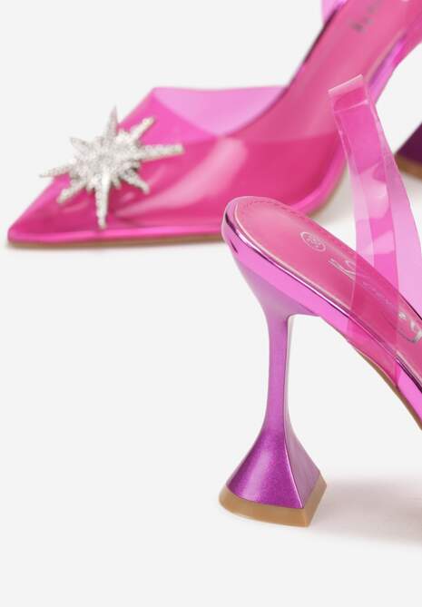 Fuksjowe Sandały na Klepsydrze z Transparentną Cholewką i Gwiazdą z Cyrkoniami Dakari