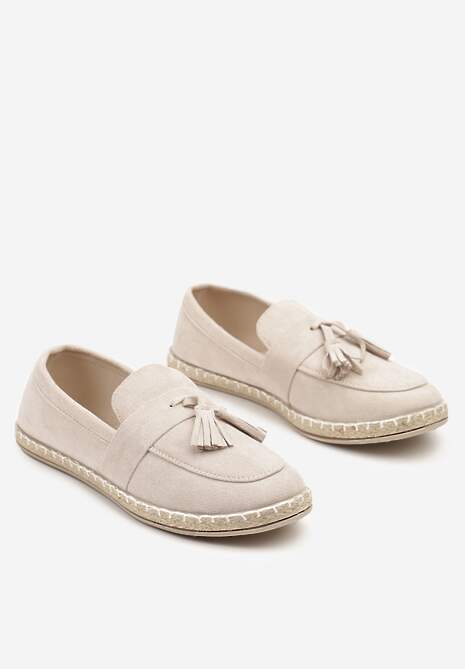 Beżowe Espadryle Ozdobione Frędzlami na Nosku Wanelis