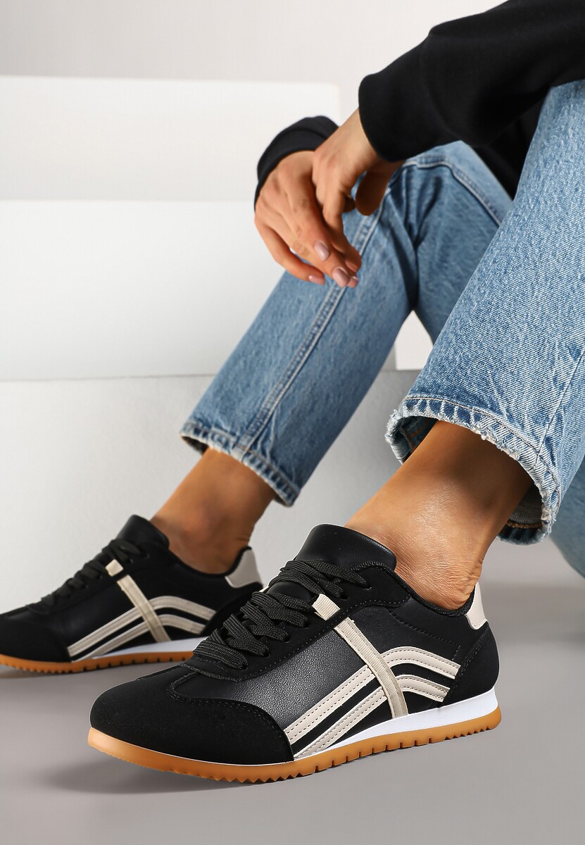 Żółte Sneakersy przed Kostkę z Paskami na Cholewce Deniffia