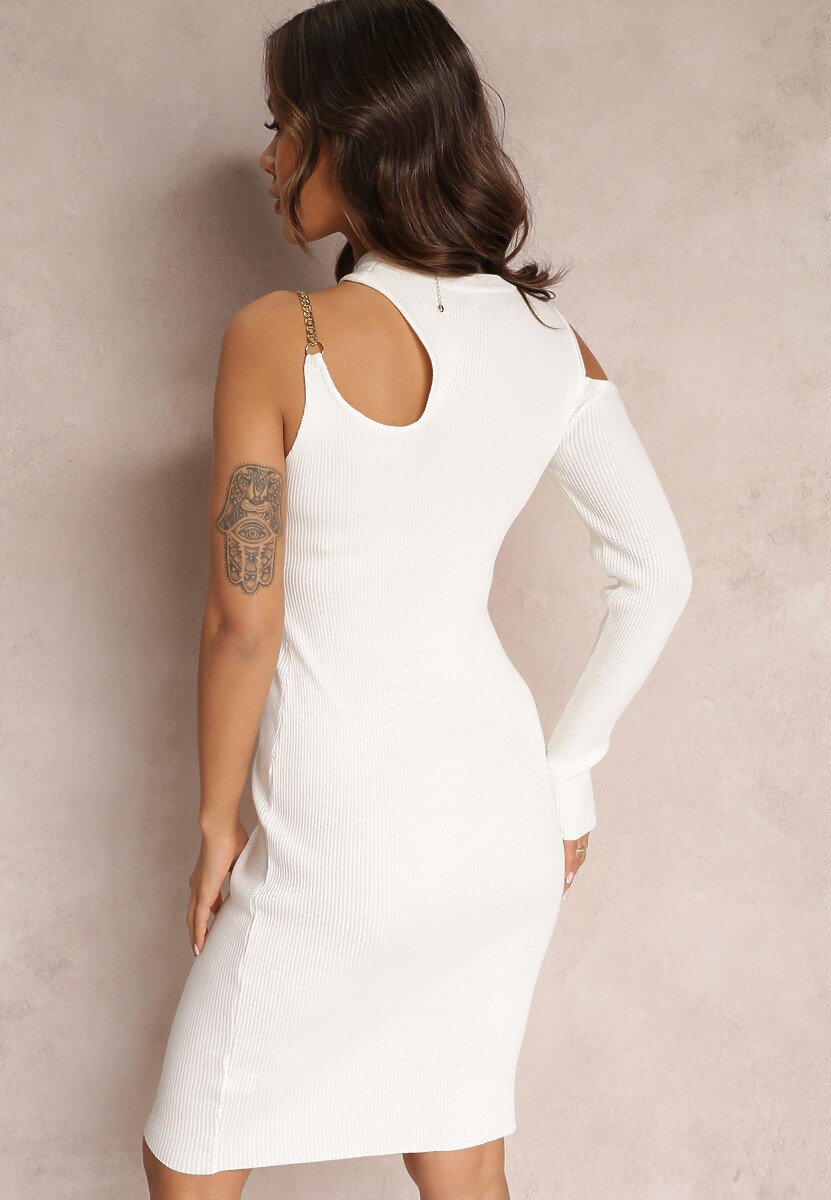 Biała Dzianinowa Sukienka z Wycięciami Emberleigh