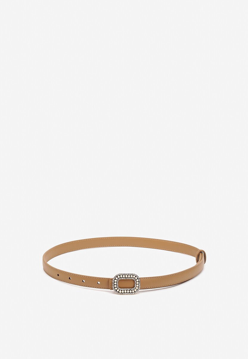 Beżowy Pasek Ozdobiony Metaliczną Klamrą Qitanea