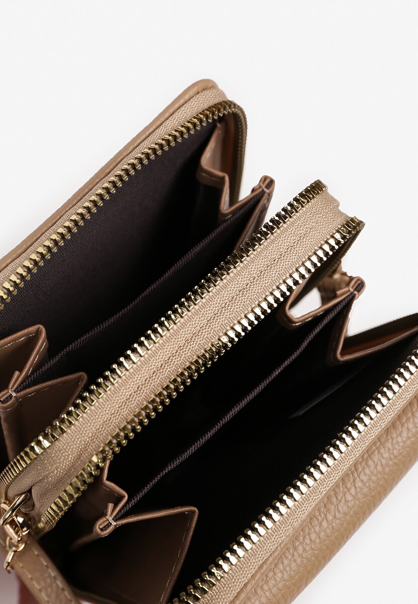 Ciemnobeżowa Mała Torebka z Metaliczną Ozdobą Seniffia