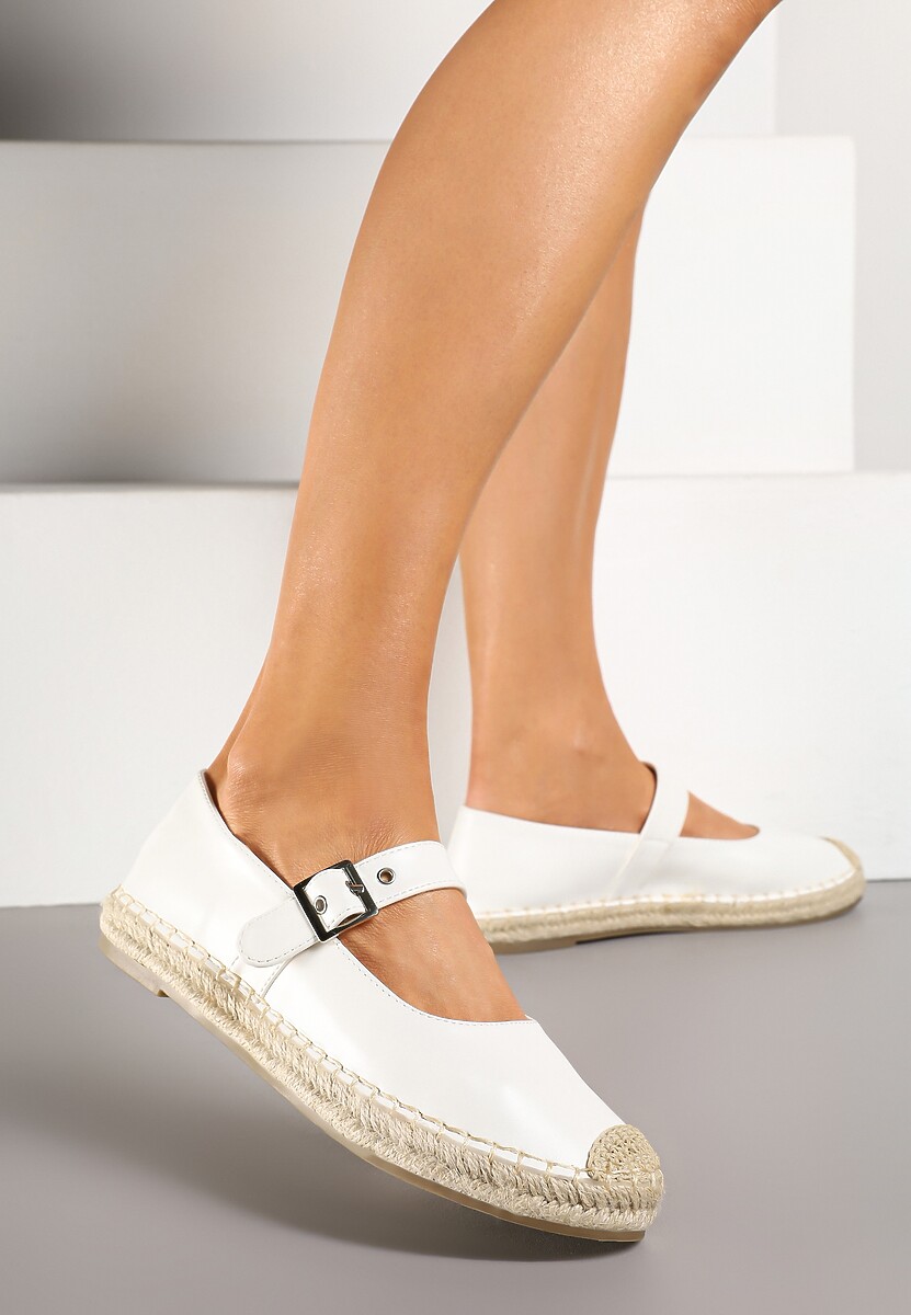 Białe Espadryle z Plecionką i Paskiem Galvesis