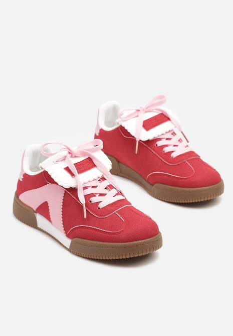 Czerwono-Różowe Sneakersy w Stylu Tenisówek z Szerokim Językiem Alarila