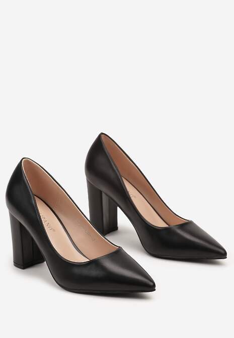 Czarne Czółenka na Słupku w Klasycznym Stylu Quaravia