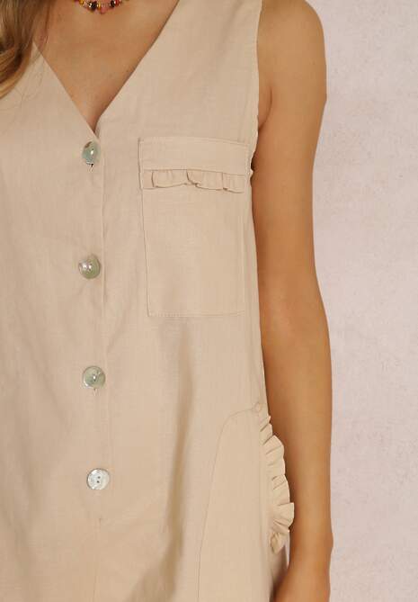 Beżowy Kombinezon Bawełniany Wina