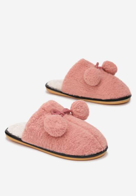Różowe Kapcie Futerkowe z Pomponami Denholm