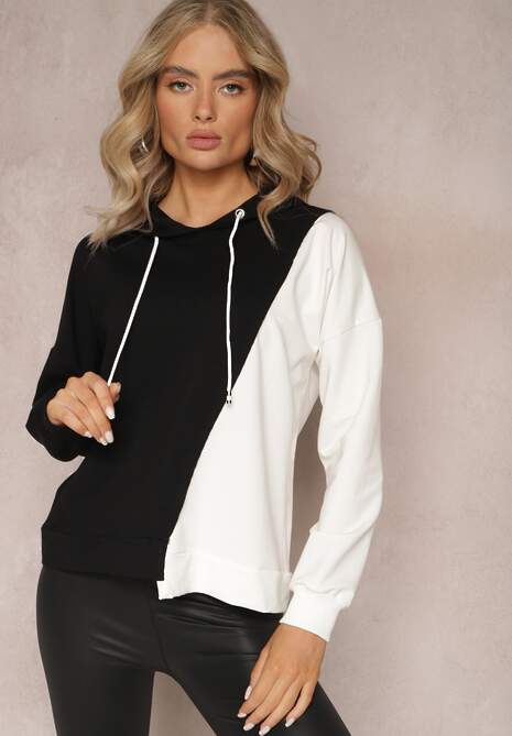 Czarna Bawełniana Bluza z Kapturem i Ściągaczami Ardente