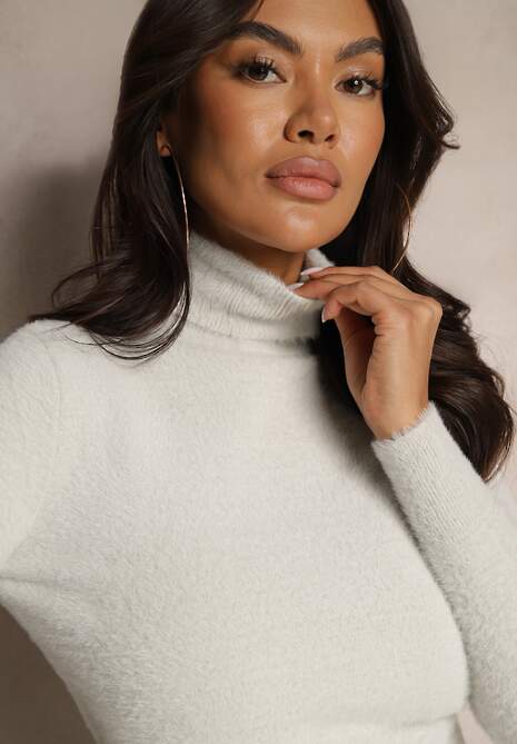 Jasnoszary Golf z Miękkiej Dzianiny ze Ściągaczami Arivellea