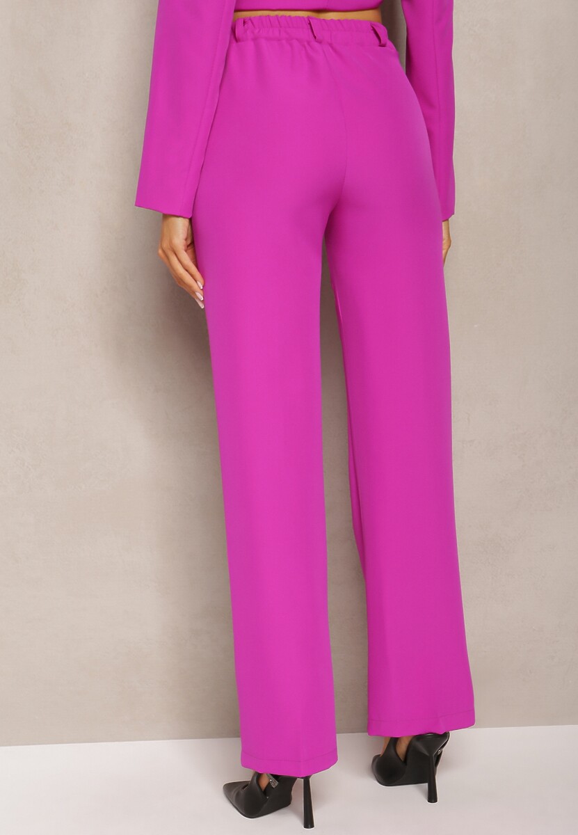 Fioletowe Spodnie Garniturowe z Lekko Rozszerzanymi Nogawkami Lienta
