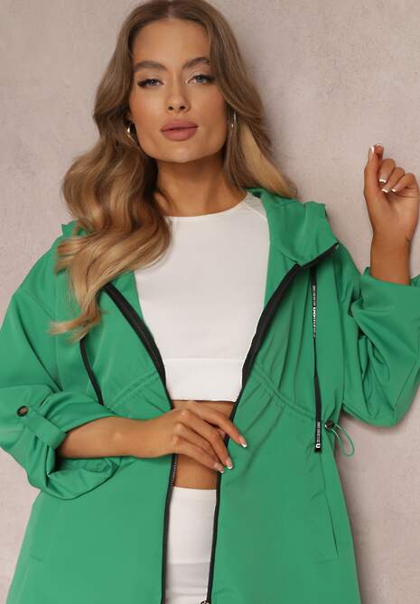 Zielona Kurtka Oversize Wiatrówka Ceshela
