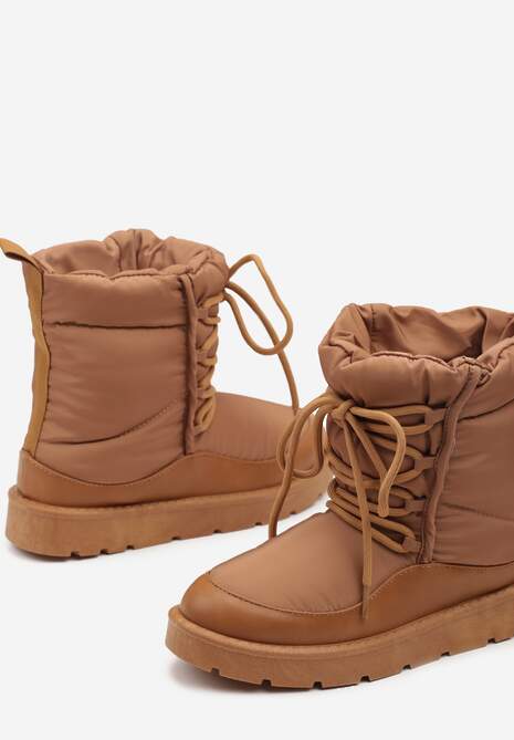 Brązowe Śniegowce Ozdobione Sznurówkami Vortitha