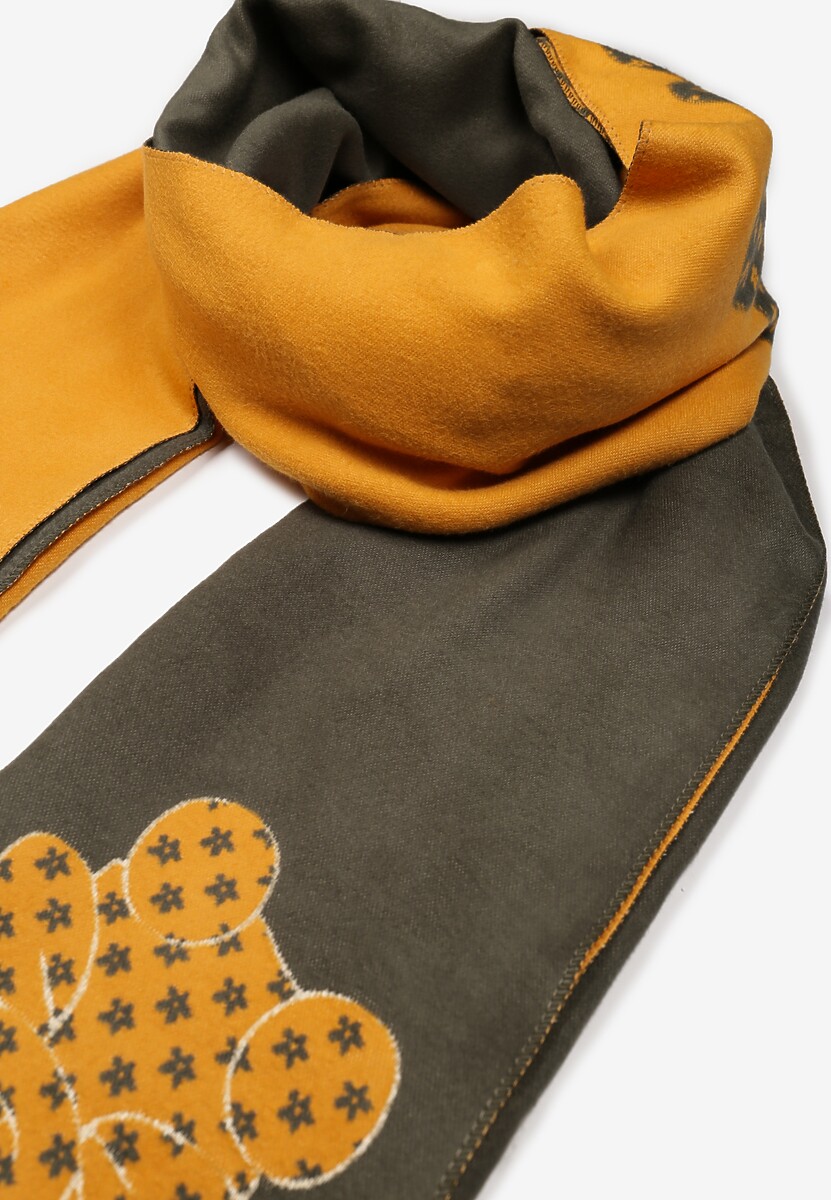 Zielono-Żółty Klasyczny Szalik z Nadrukiem Ofiza