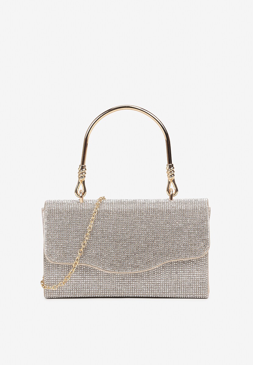 Srebrna Mała Torebka z Rączką i Łańcuszkiem na Magnes z Cyrkoniami Fanatia