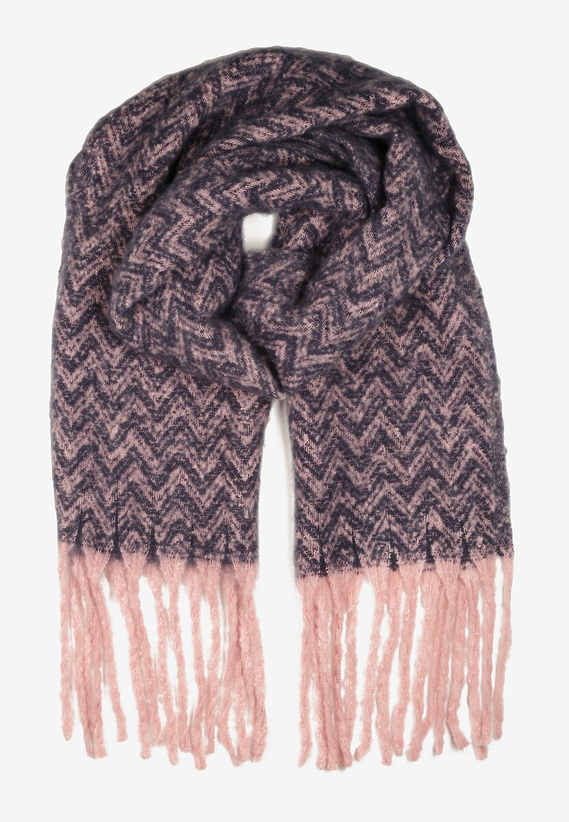 Pomarańczowy Szalik z Ozdobnym Splotem i Frędzlami Carllame