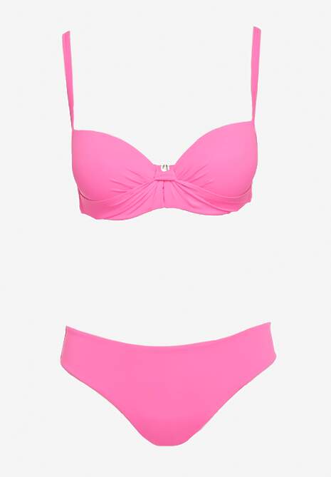 Fuksjowe Bikini Komplet Dwuczęściowy Biustonosz z Usztywnionymi Miseczkami Majtki Typu Figi Wistella