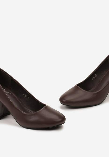 Brązowe Klasyczne Czółenka na Słupku Mogha