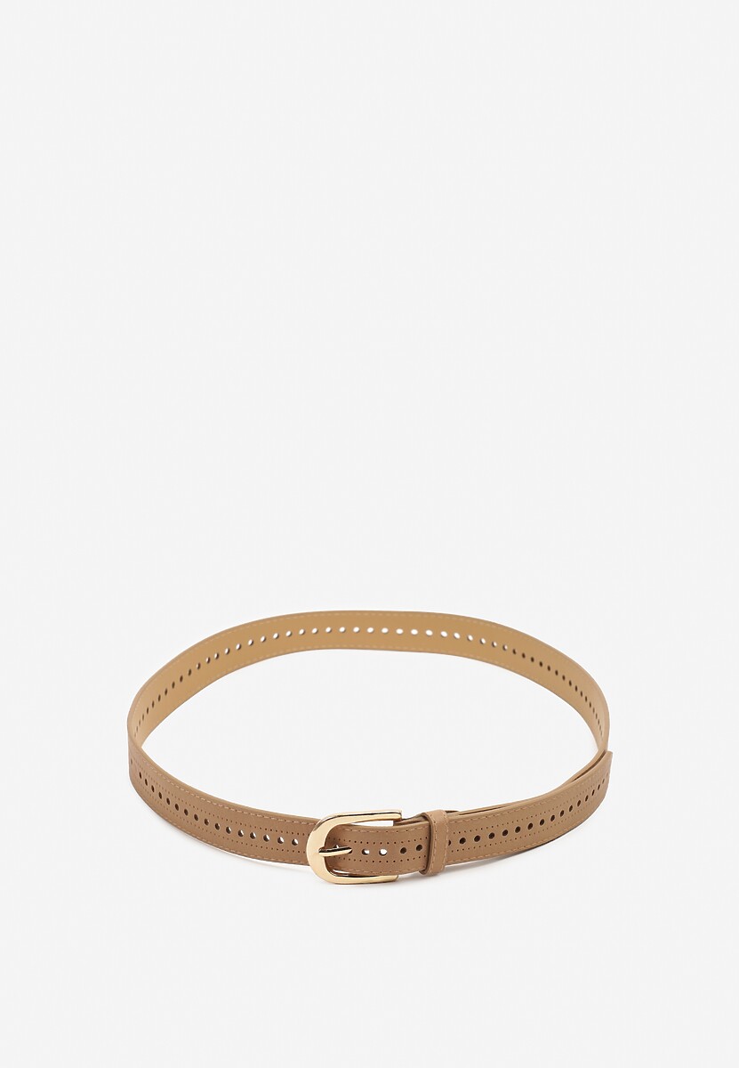 Beżowy Pasek Ozdobiony Zaokrągloną Klamrą Nairivian