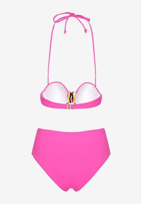 Fuksjowe Bikini Majtki Figi i Biustonosz z Ozdobną Wstawką Natamara