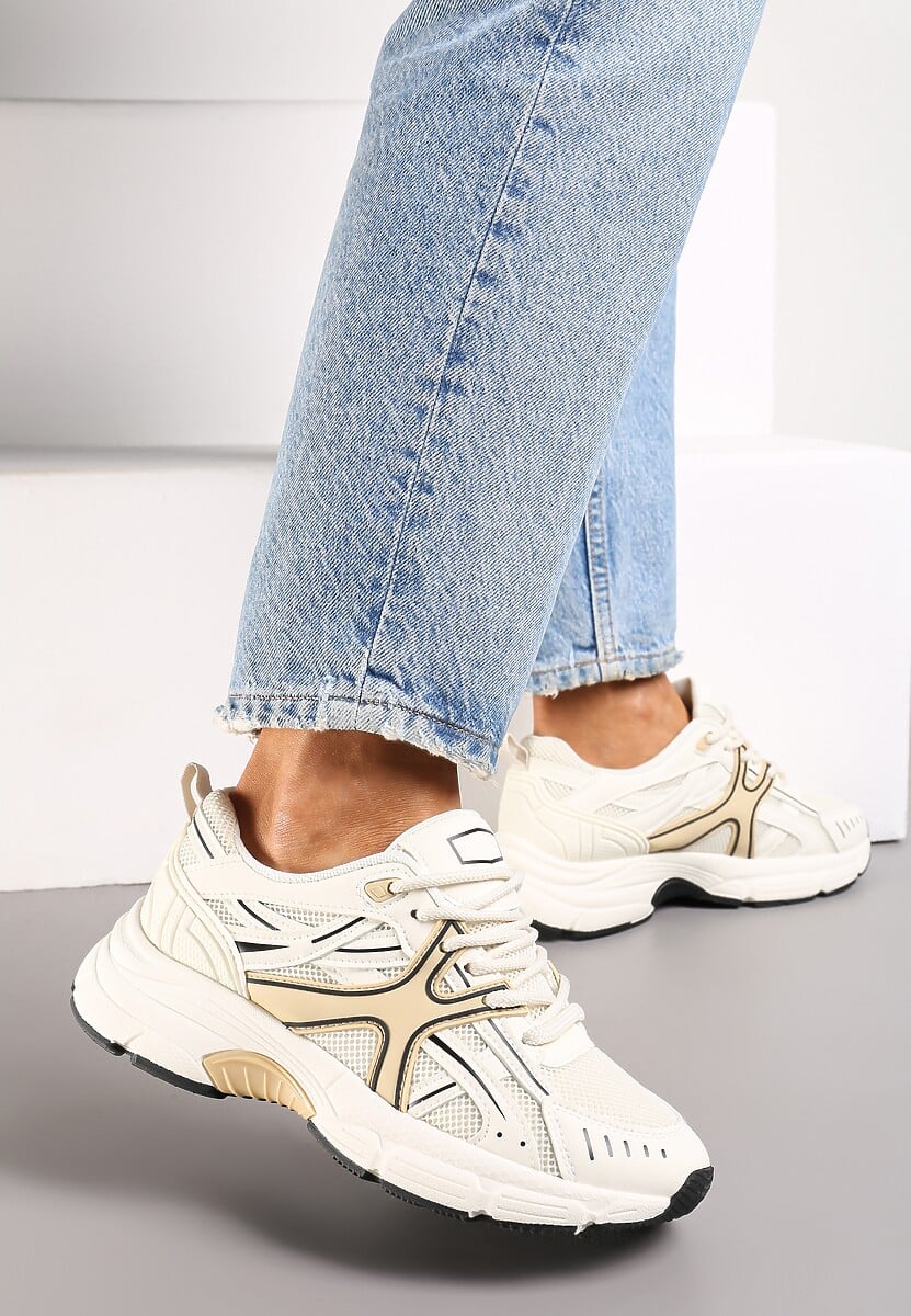 Czarne Sneakersy na Grubej Podeszwie z Wstawkami Debuga