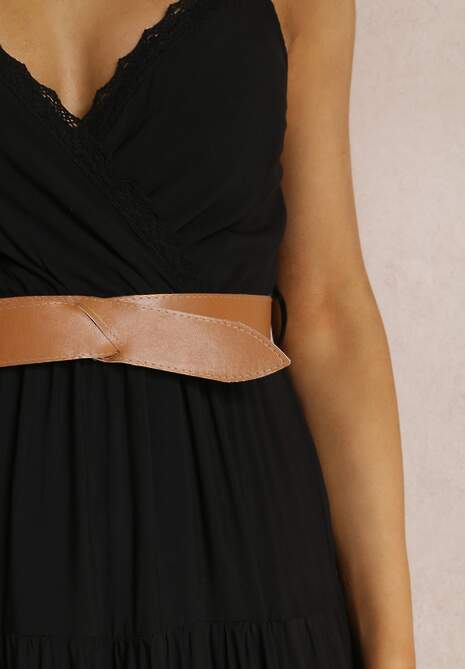 Czarna Sukienka z Paskiem Asoonice